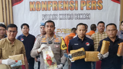 Polisi Tangkap 4 Kurir Narkoba di Bekasi, 8 Kilogram Sabu dan Ganja Disita