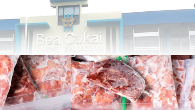 Ilustrasi - Tumpukan barang bukti 7,2 ton daging kerbau beku ilegal asal Malaysia yang berhasil diamankan oleh petugas Bea Cukai di wilayah Sanggau. (Dok. Ilustrasi/Faktakalbar.id)
